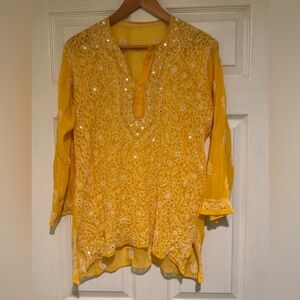 Embroidered Yellow Women's Top